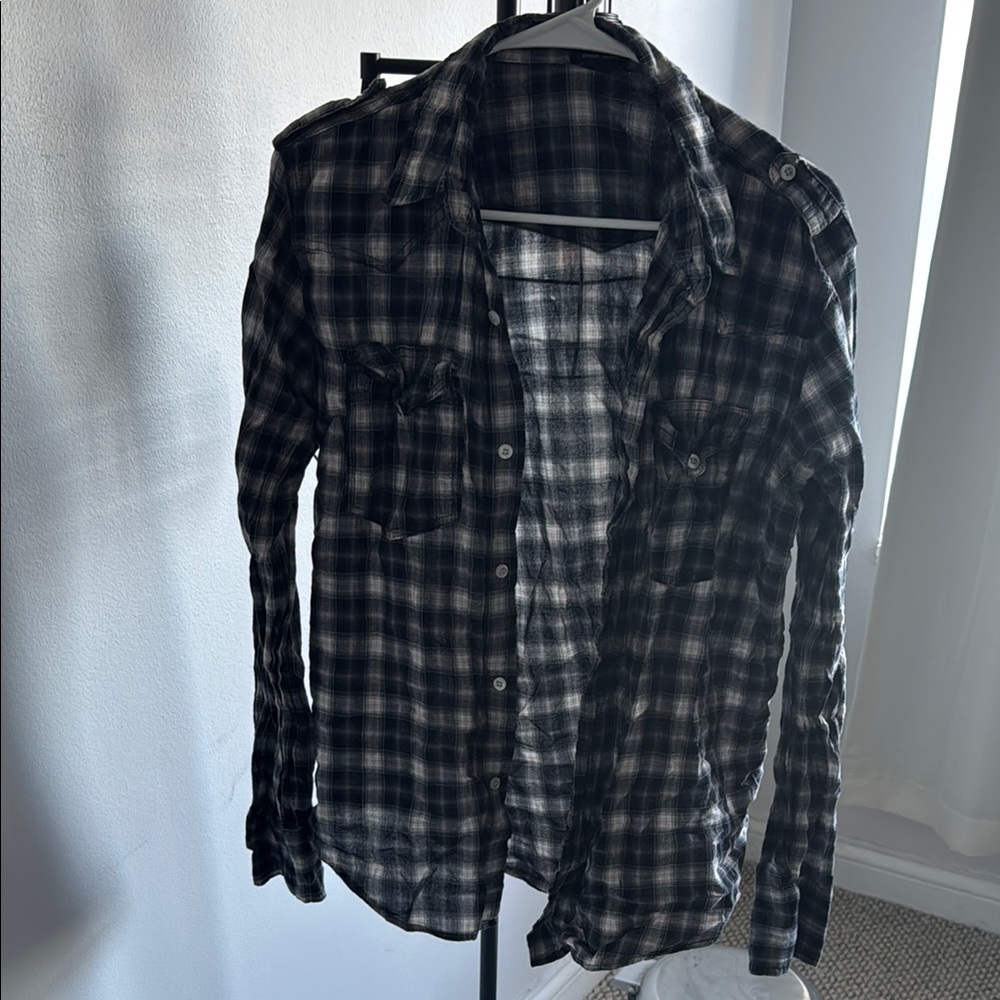 Men's Black and Gray Plaid Jacket